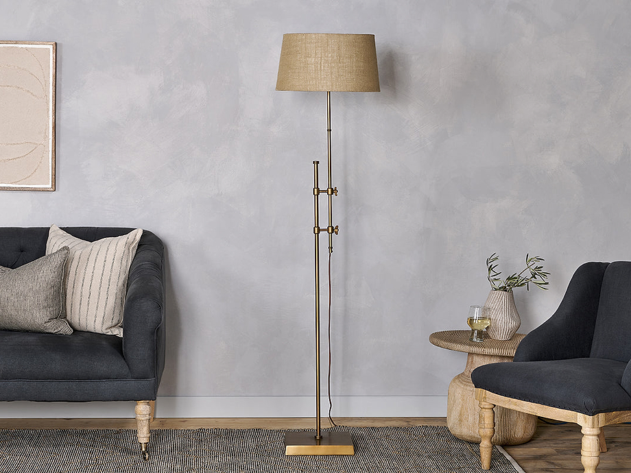 Chintala Iron Floor Lamp - Antique Brass