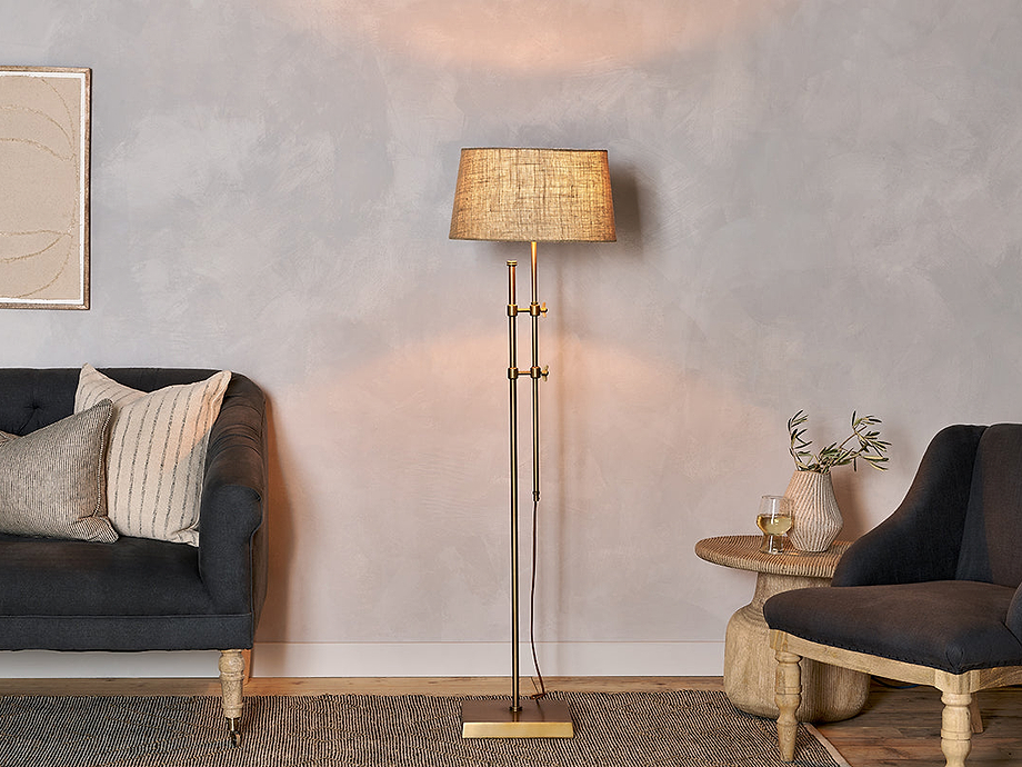 Chintala Iron Floor Lamp - Antique Brass