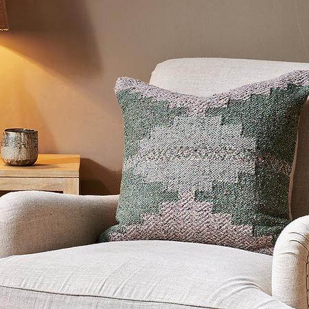 Dhanda Recycled Wool Cushion Cover - Moss & Natural