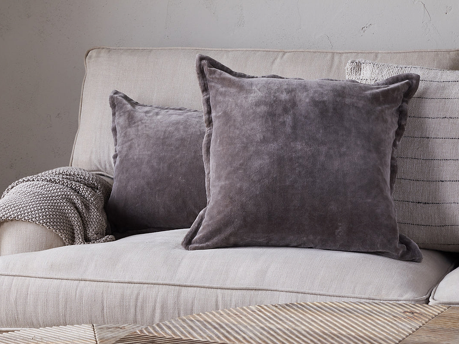 Dhara Velvet Cushion Cover - Charcoal