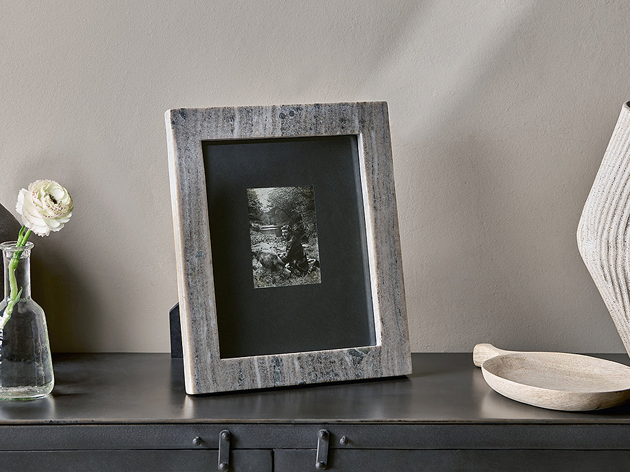 Dalya Marble Photo Frame - Light Grey