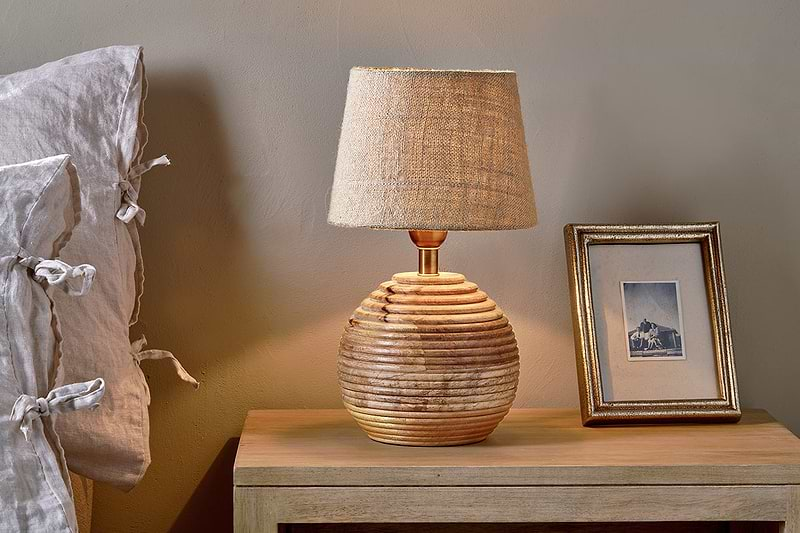 Drisana Mango Wood Bedside Table Lamp