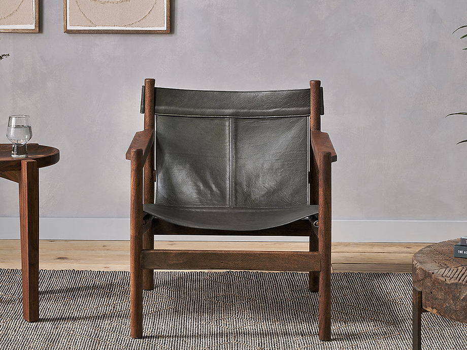 Dalibar Leather Lounger - Charcoal