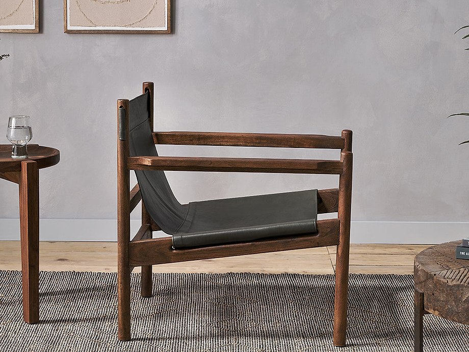 Dalibar Leather Lounger - Charcoal