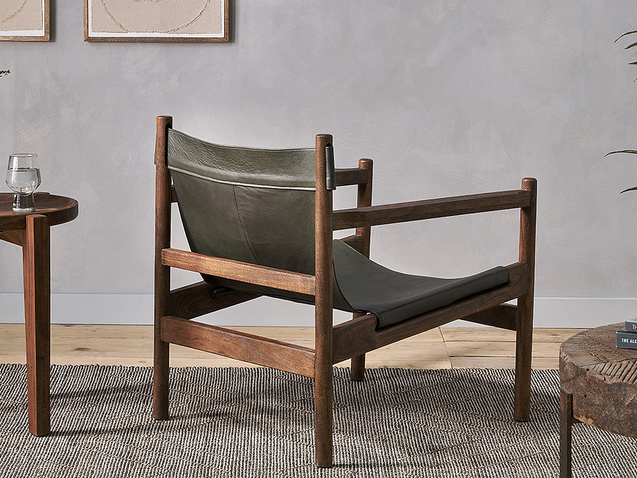 Dalibar Leather Lounger - Charcoal