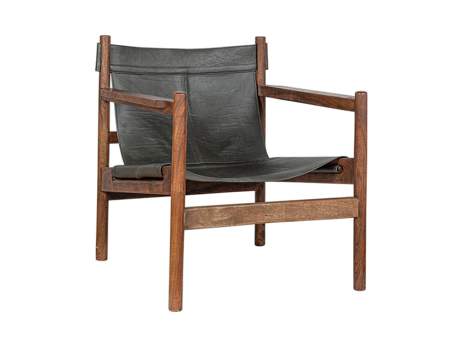 Dalibar Leather Lounger - Charcoal