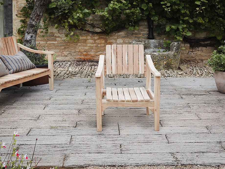 Deev Slatted Wooden Armchair - Natural