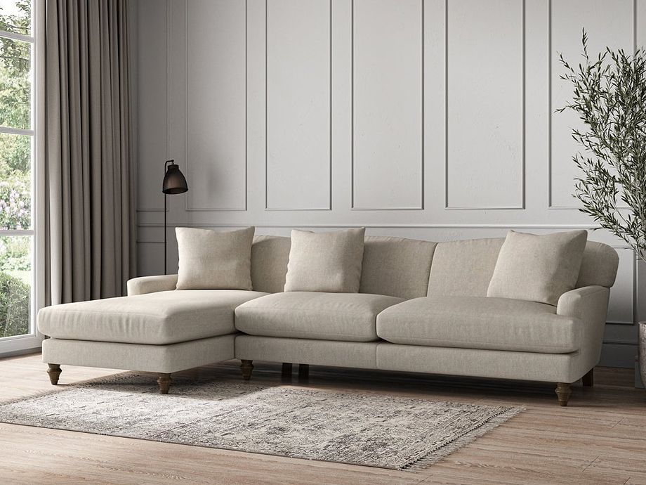 Deni Grand Left Hand Chaise Sofa - Brera Linen Natural