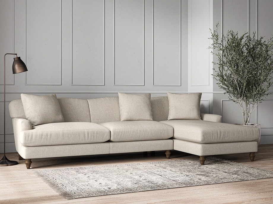 Deni Grand Right Hand Chaise Sofa - Brera Linen Natural