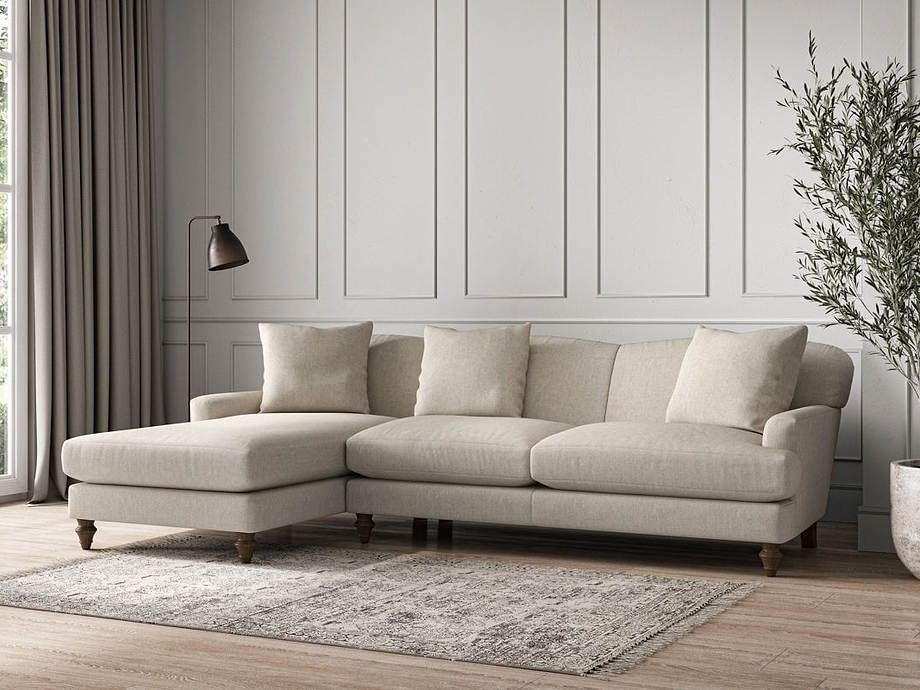 Deni Large Left Hand Chaise Sofa - Brera Linen Natural