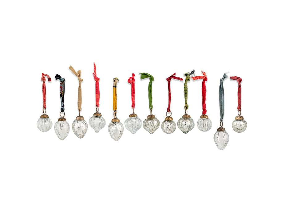 Dew Drop Baubles - Silver & Clear - (Set of 12)