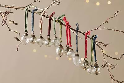 Dew Drop Baubles - Silver & Clear - (Set of 12)-nkuku