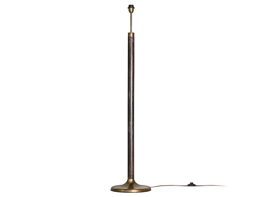 Digha Wood & Metal Floor Lamp - Dark Stain & Antique Brass