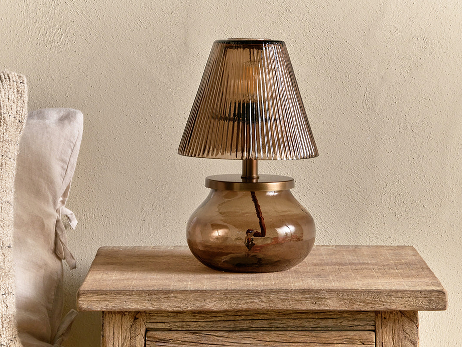 Dimalai Recycled Glass Table Lamp - Brown Smoke