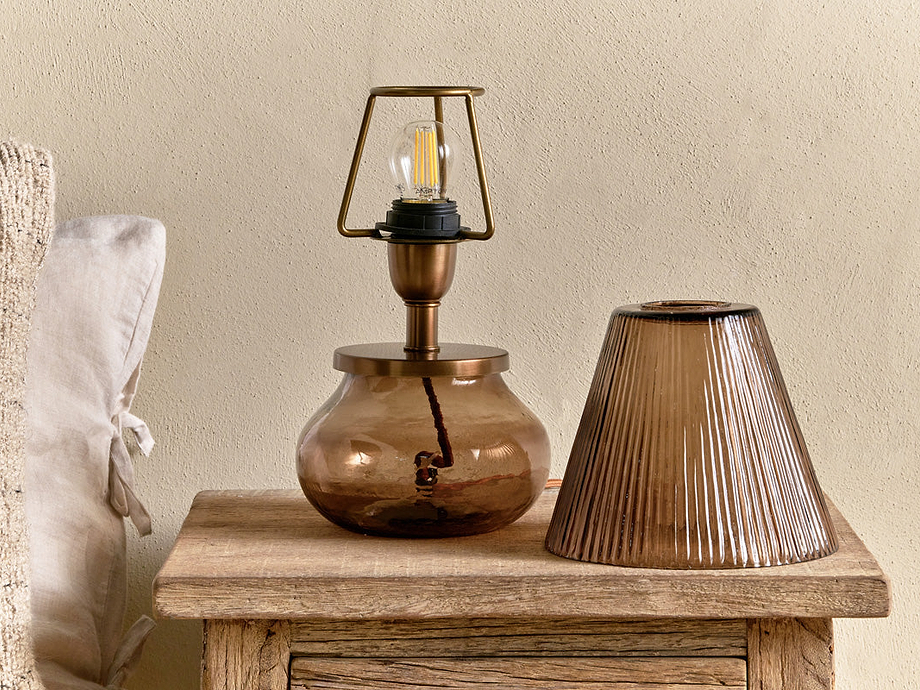 Dimalai Recycled Glass Table Lamp - Brown Smoke