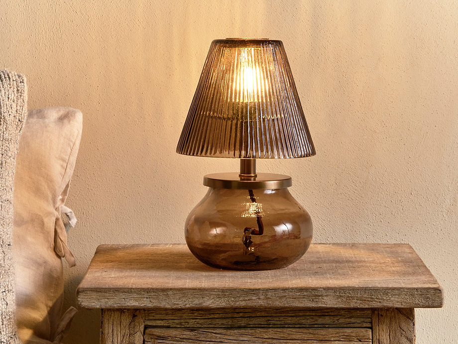 Dimalai Recycled Glass Table Lamp - Brown Smoke