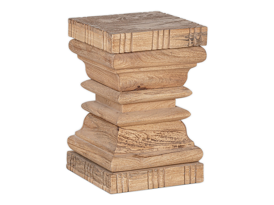 Disha Carved Mango Wood Side Table - Natural