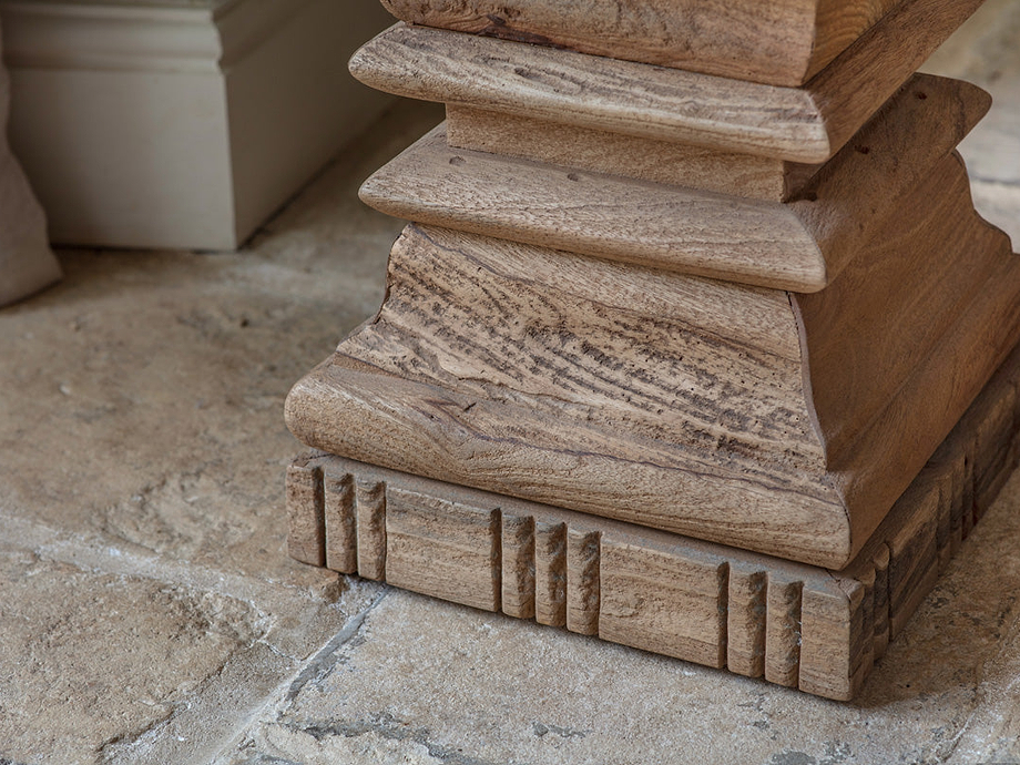 Disha Carved Mango Wood Side Table - Natural