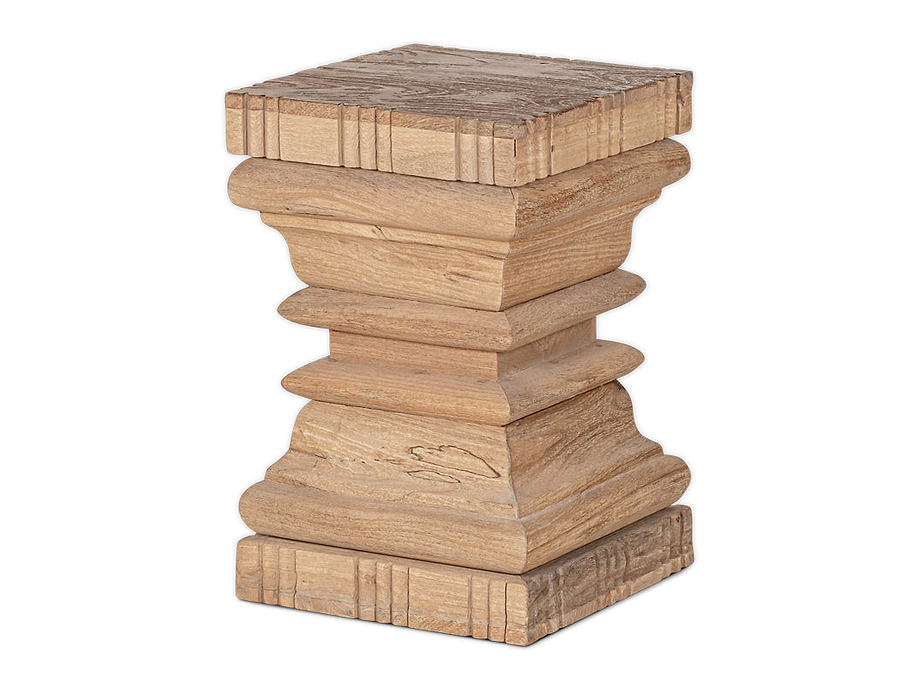 Disha Carved Mango Wood Side Table - Natural
