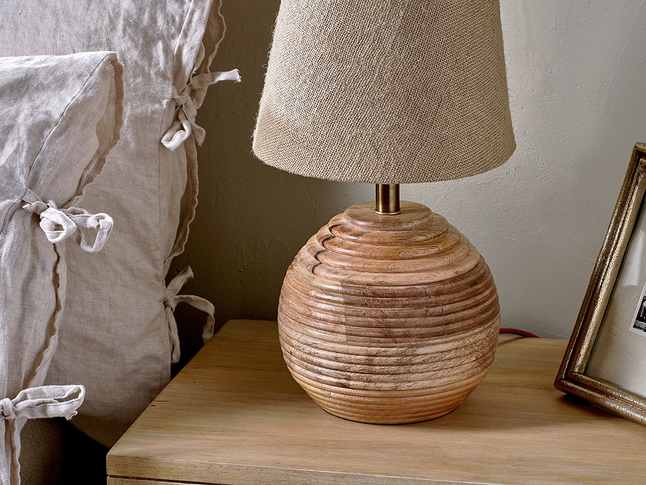 Drisana Mango Wood Bedside Table Lamp