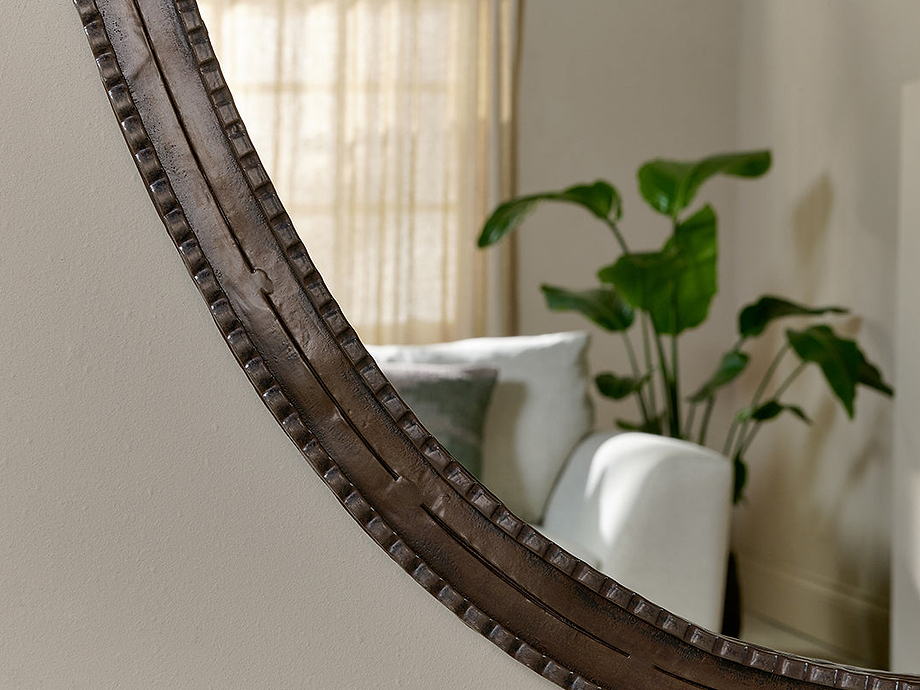 Drishti Oval Iron Mirror - Antique Black - Large