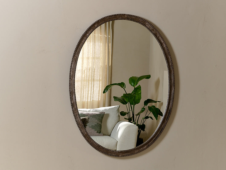Drishti Oval Iron Mirror - Antique Black - Large
