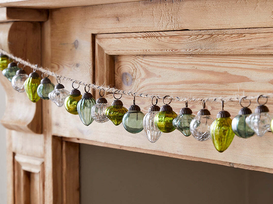 Ekiti Bauble Garland - Mixed Green & Clear