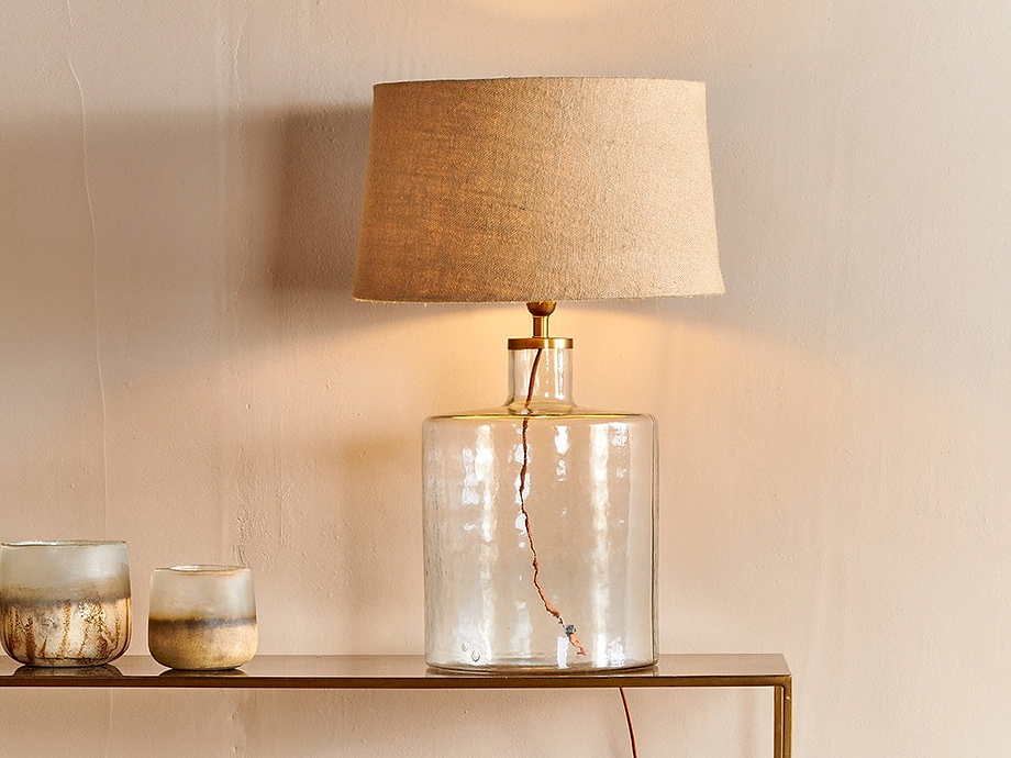 Edina Recycled Glass Table Lamp - Clear - Large