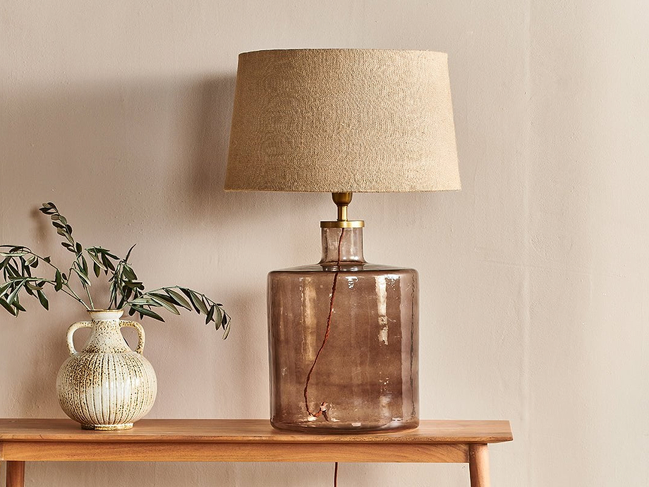 Edina Recycled Glass Table Lamp - Smoke Brown - Large