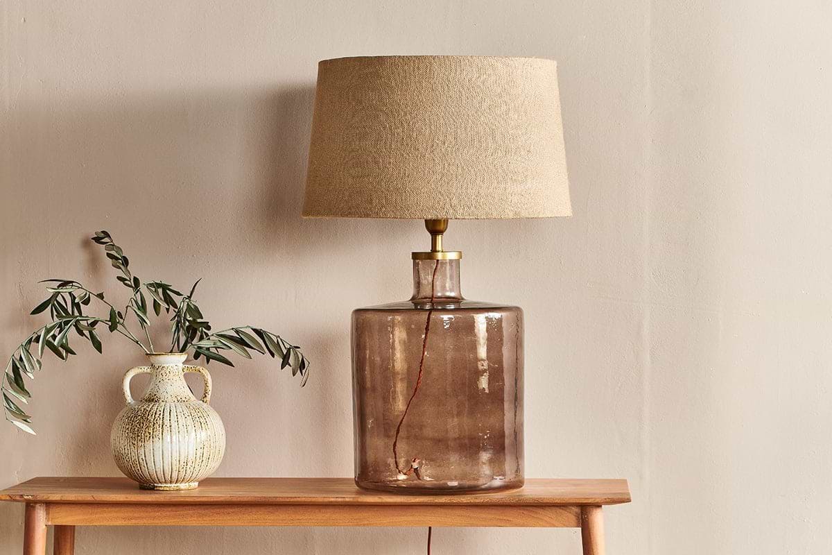 Edina Recycled Glass Table Lamp Smoke Brown Large