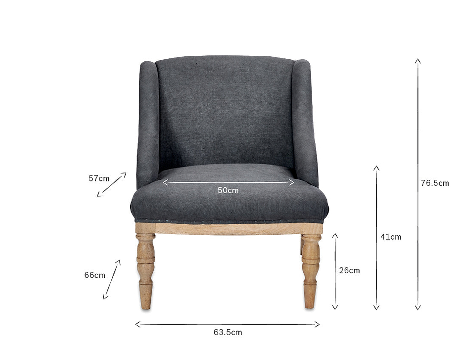 Elbu Deconstructed Linen Armchair - Charcoal