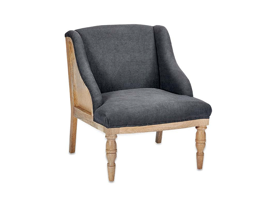 Elbu Deconstructed Linen Armchair - Charcoal