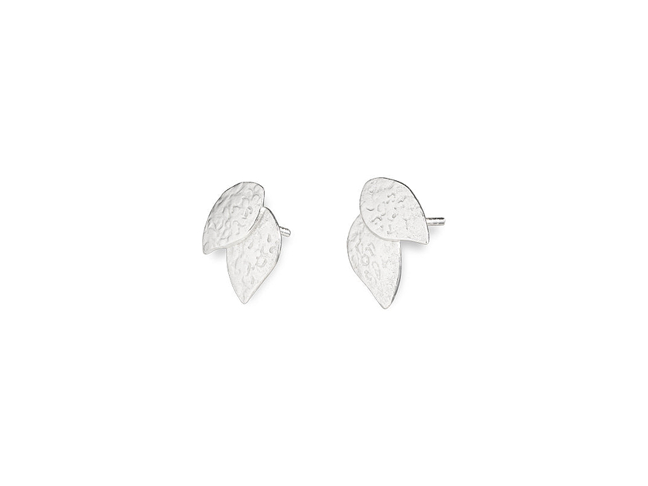 Elina Double Leaf Earrings - Silver