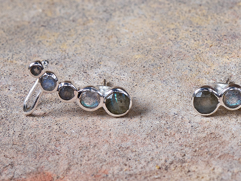 Elina Labradorite Ear Climber - Silver
