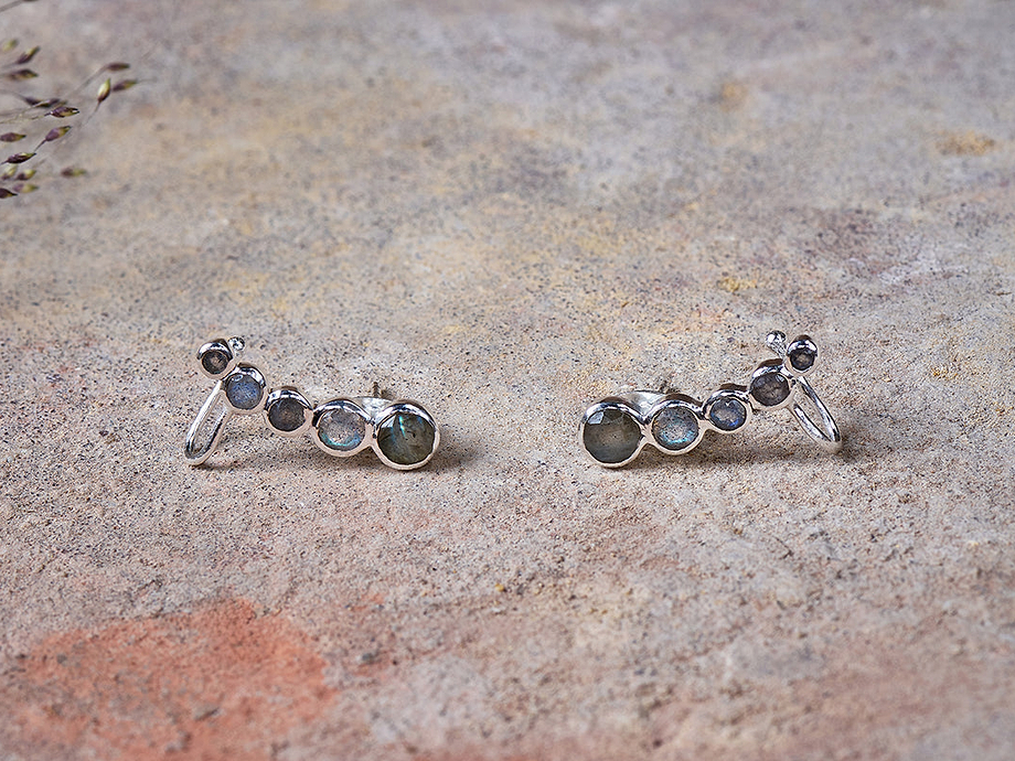 Elina Labradorite Ear Climber - Silver