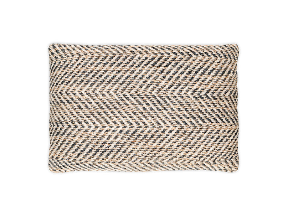 Faiyaz Jute & Cotton Cushion Cover - Natural & Dark Blue