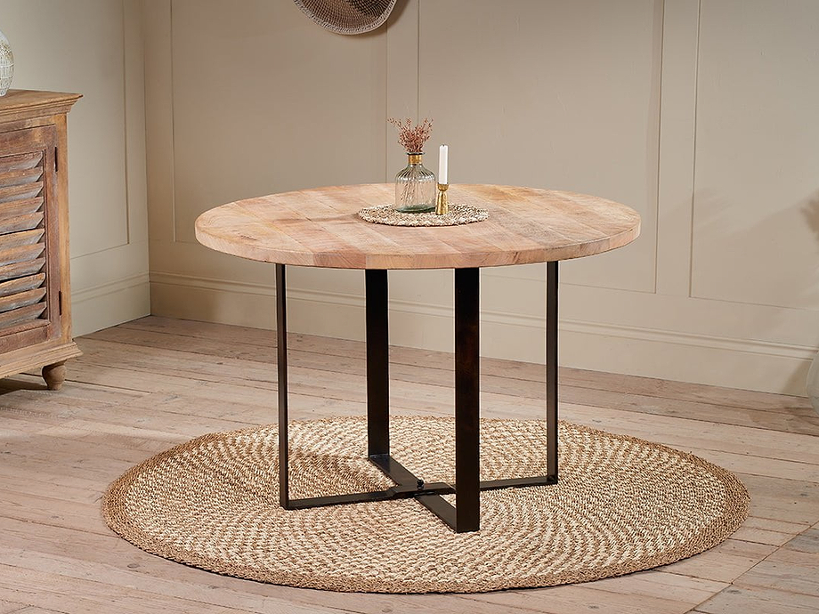 Fia Mango Wood Round Dining Table