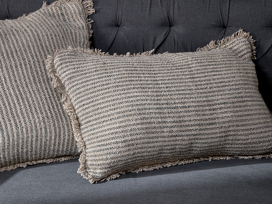 Gili Linen Cushion Cover - Dark Green & Natural