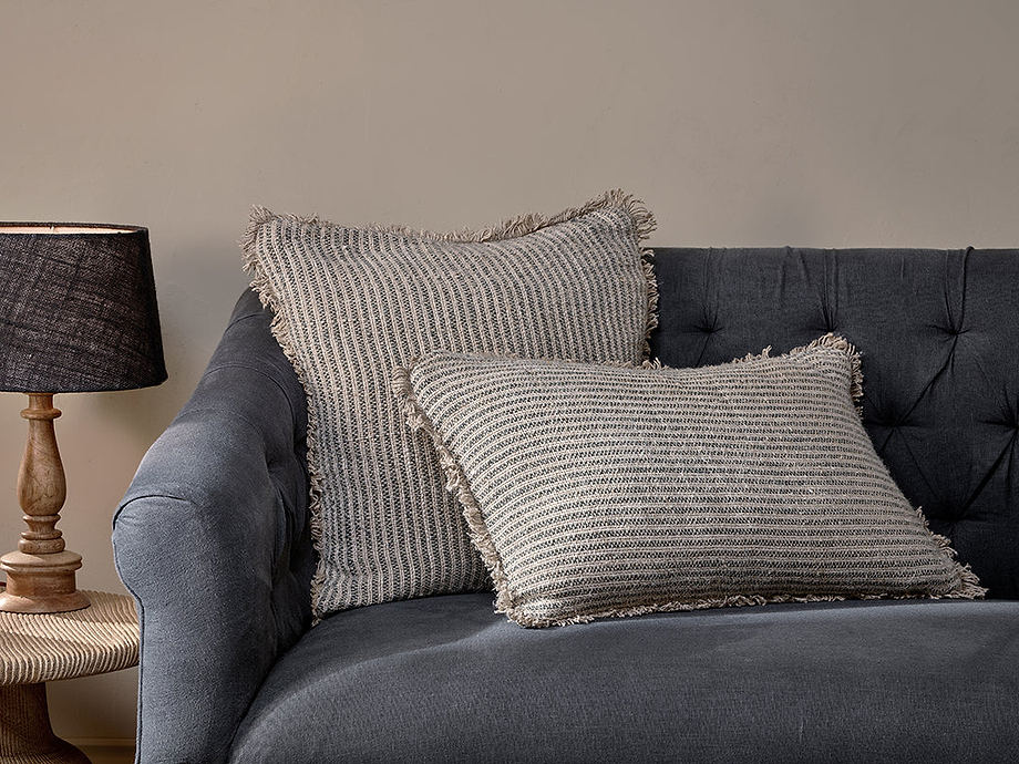 Gili Linen Cushion Cover - Dark Green & Natural