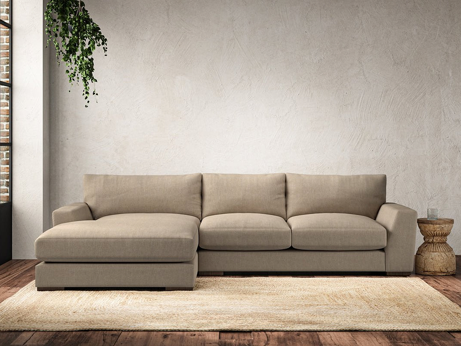 Guddu Medium Left Hand Chaise Sofa - Brera Linen Pebble