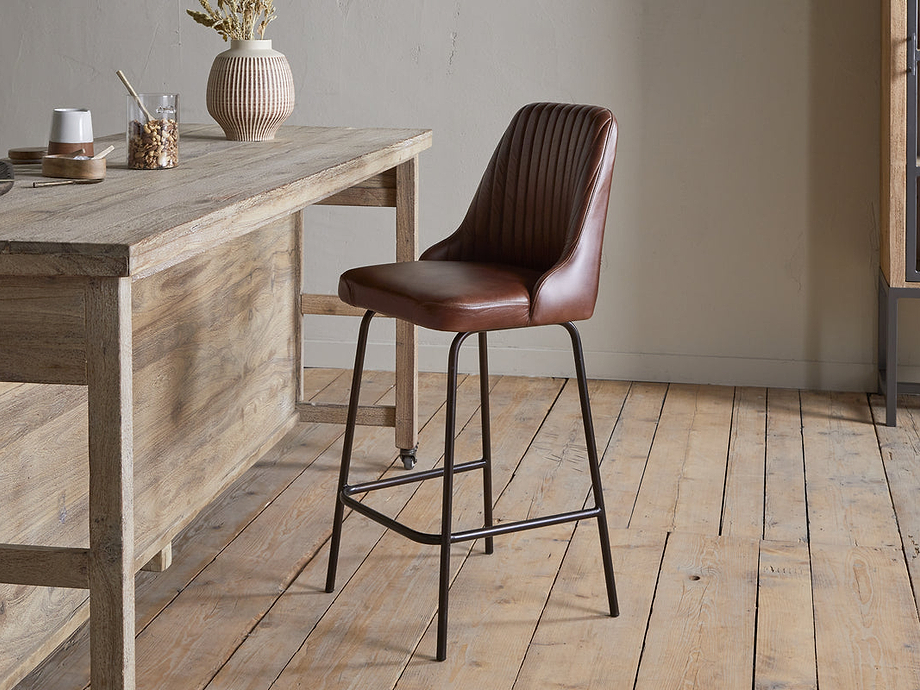 Harsha Leather Counter Chair - Chocolate Brown