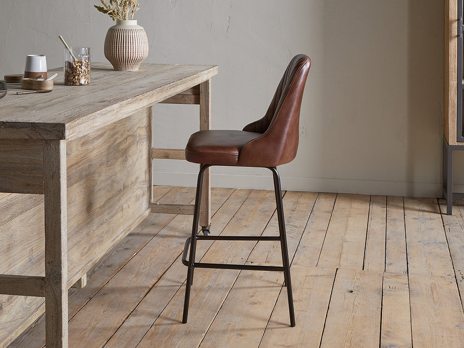 Harsha Leather Counter Chair - Chocolate Brown