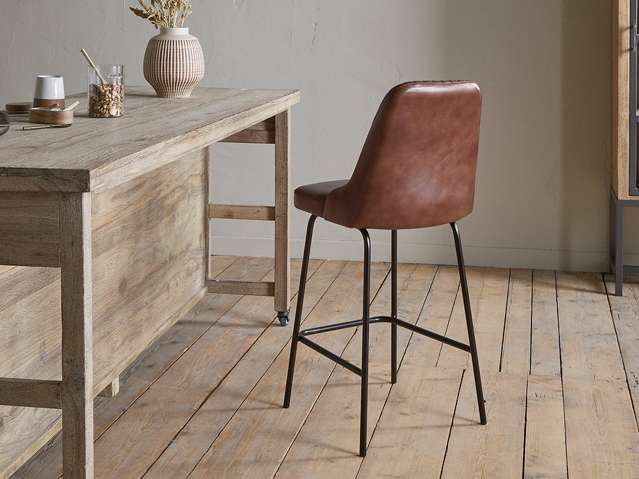 Harsha Leather Counter Chair - Chocolate Brown