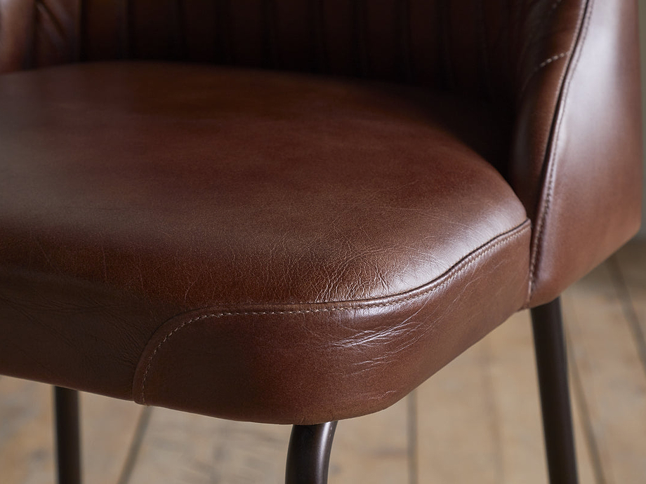 Harsha Leather Counter Chair - Chocolate Brown