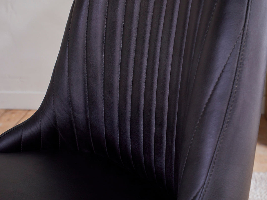 Harsha Leather Dining Chair - Aged Black