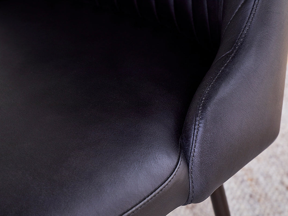 Harsha Leather Dining Chair - Aged Black