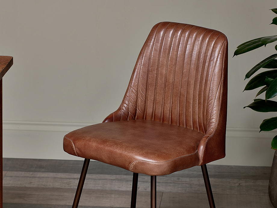 Harsha Leather Dining Chair - Chocolate Brown