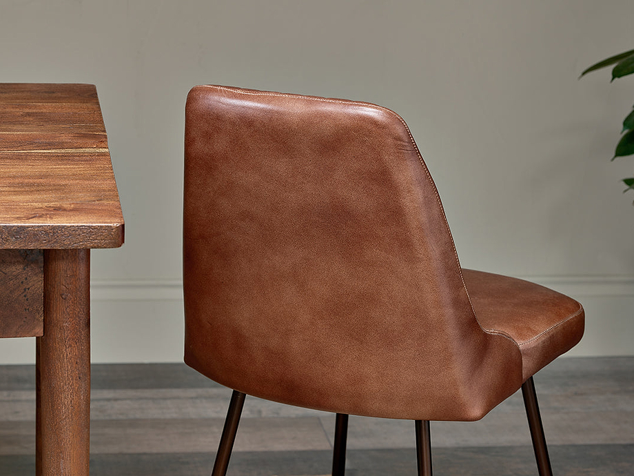 Harsha Leather Dining Chair - Chocolate Brown