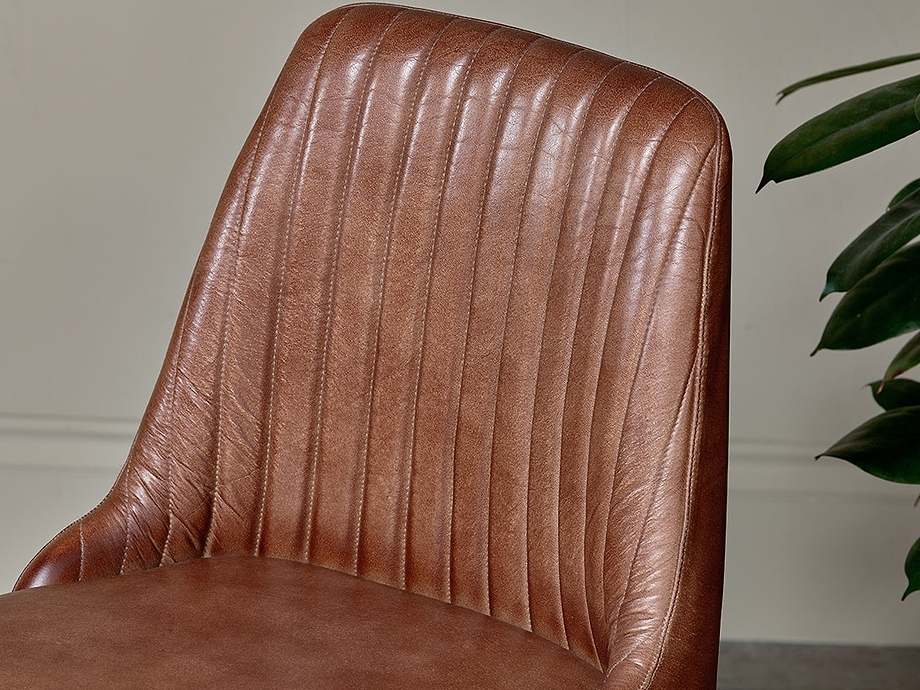 Harsha Leather Dining Chair - Chocolate Brown