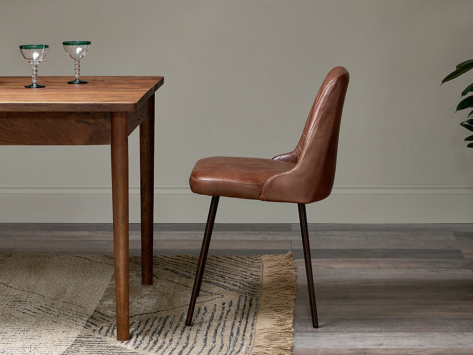 Harsha Leather Dining Chair - Chocolate Brown